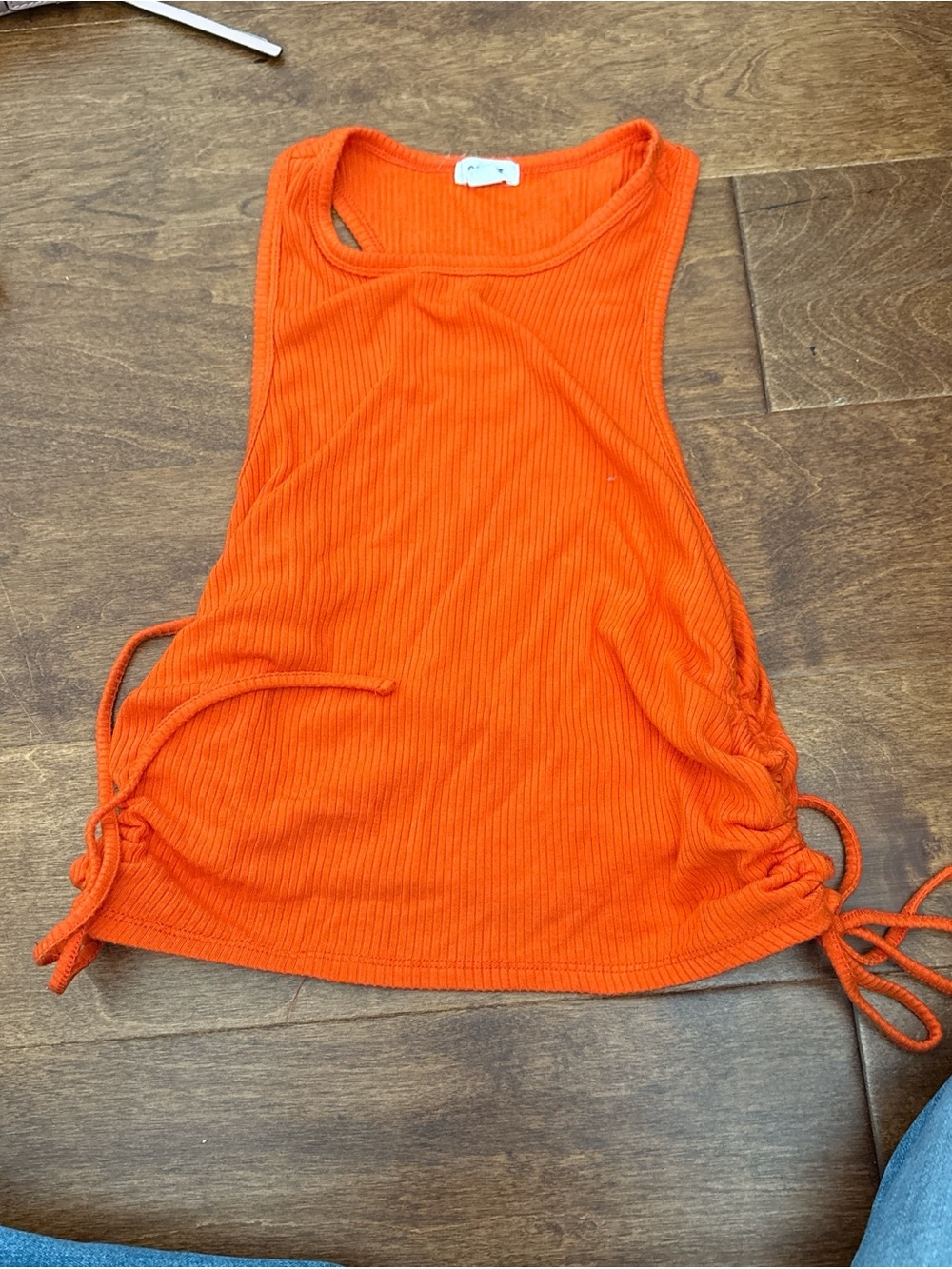 Garage Neon Orange Ribbed Tank